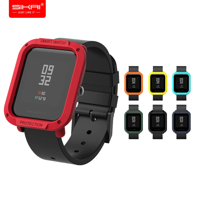 Протектор Amazfit Bip для xiaomi mi Hua mi чехол Аксессуары для умных часов SIKAI Черный Красный Синий Желтый корпус из ПК