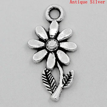 

Doreen Box Lovely Charm Pendants Sunflower Silver Color 19x10mm,100PCs (B23601)
