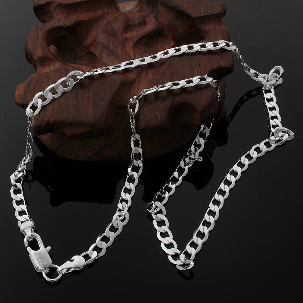 

New Listing Hot Sell Men's Silver 925 Plated 4MM Flat Women Cute Men Chain Snake Necklace Fashion Trends Jewelry Gifts