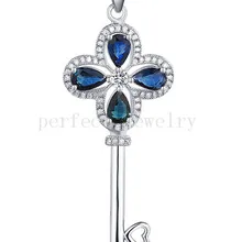 Натуральный Сапфировое Ожерелье Подвеска натуральный настоящий сапфир 925 ключ из чистого серебра стиль 0.5ct* 4 шт драгоценные камни