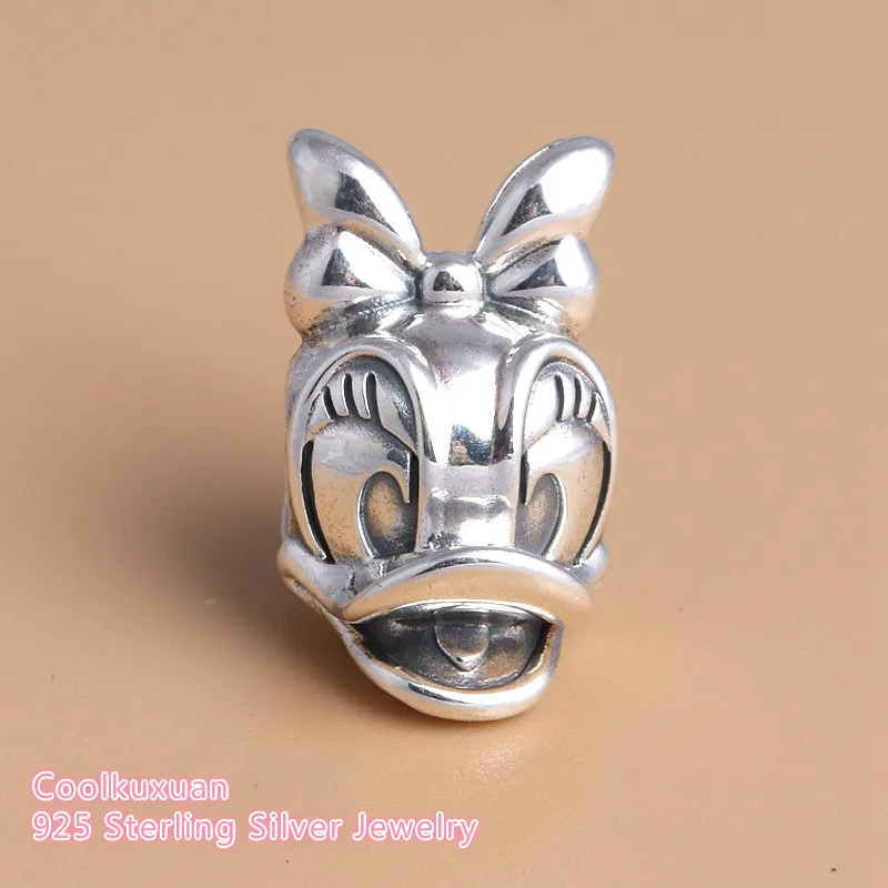 Fits Original Brand Bracelets 100% 925 Sterling Silver Daisy Duck Portrait Charm beads Spring Diy Jewelry Making