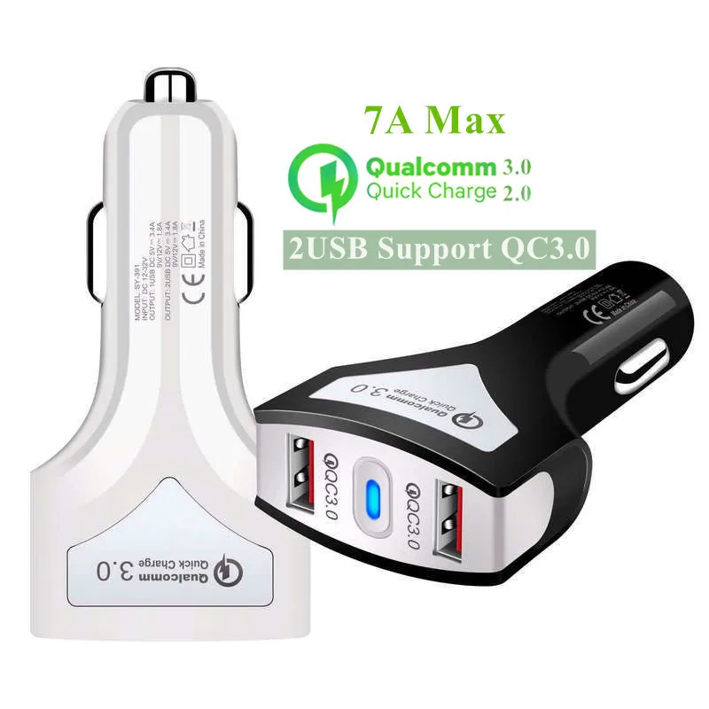 

Car Phone Charger For Iphone X XR XS MAX QC3.04.0 Quick Charger Fast Charger 2 USB Car Phone Adapter for iphone X 6 6S 7 8 Plus