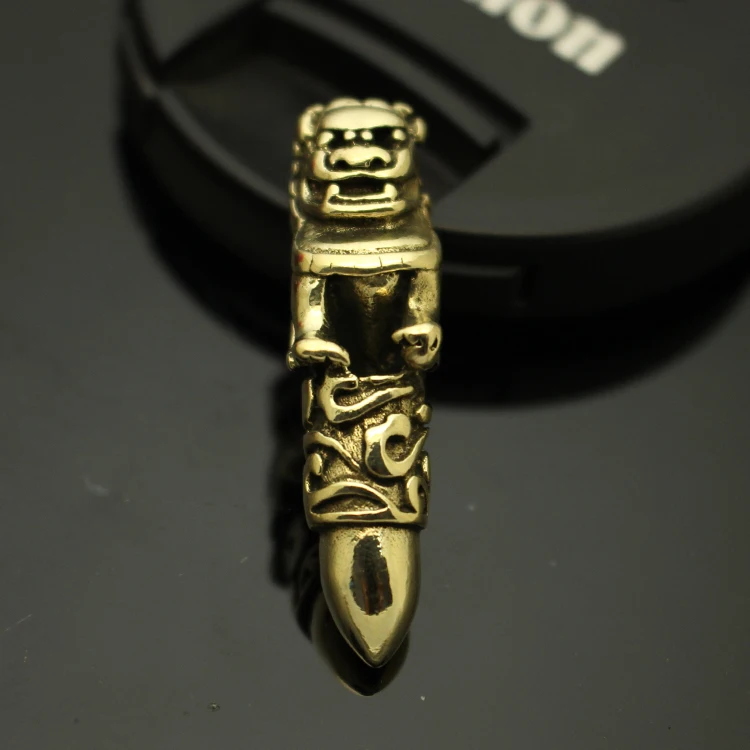 DIY-Lion-Brass-Knife-Beads-Pendant-Rope-Copper-Knife-Fall-Rope-Outdoors-Knife-EDC-Knife-Pendant