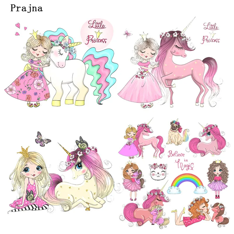 

Prajna Little Princess Transfer Printed Unicorn Vinyl Heat Transfer for Clothing DIY Iron-on Cute Thermal Transfer Accessory F
