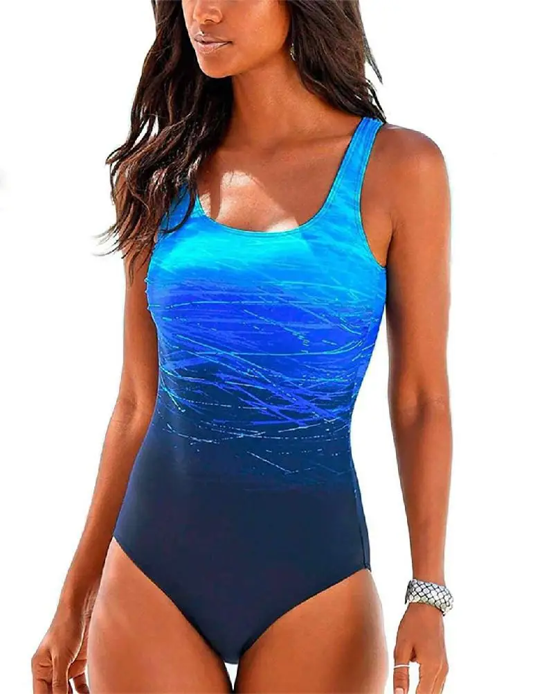 

Women Sexy One-piece Swimsuit Gradient Color Backless Bikini Swimwear Set