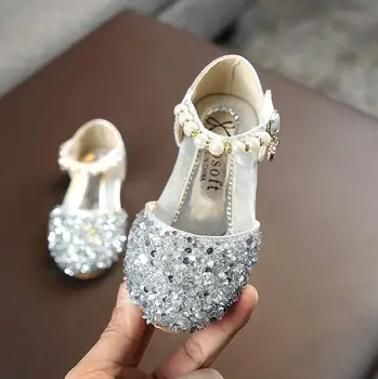 

Summer Girls Shoes Bead Flats Fling Princess Shoes Baby Dance Shoes Kids Sandals Children Wedding Shoes Size 21-36
