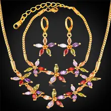 Collare кубического циркония комплекты украшений для женщин Свадебные аксессуары красочный пластиковый квадратный Наборы свадебных ювелирных изделий для невест S166