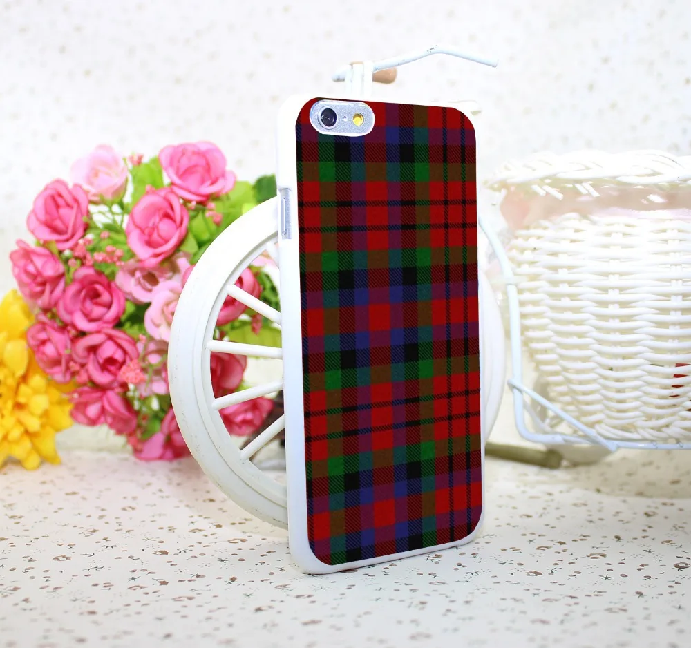 RED BLUE font b TARTAN b font SCARF FASHION White Hard Case Cover for iPhone 6