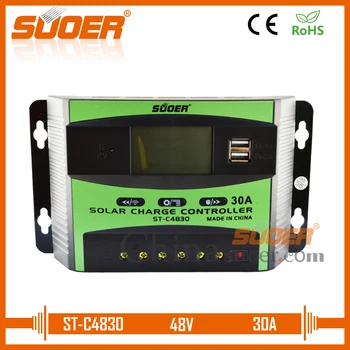 

Suoer【 PWM Charge Controller 】 48V 30A PWM Solar Solar Panel System Solar Controller Regulator LCD Display(ST-C4830)