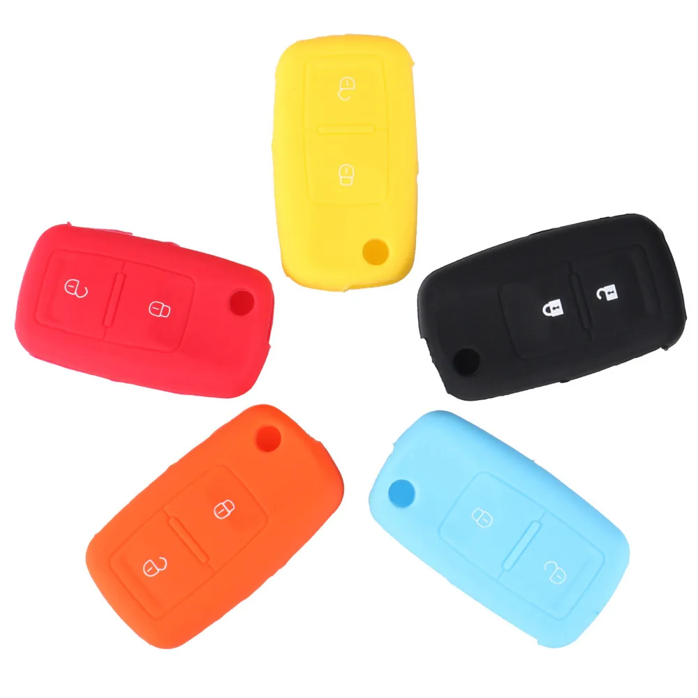 Silicone Cover 2 Buttons Car Remote Square Flip Key Shell Blank For Volkswagen VW Golf 4