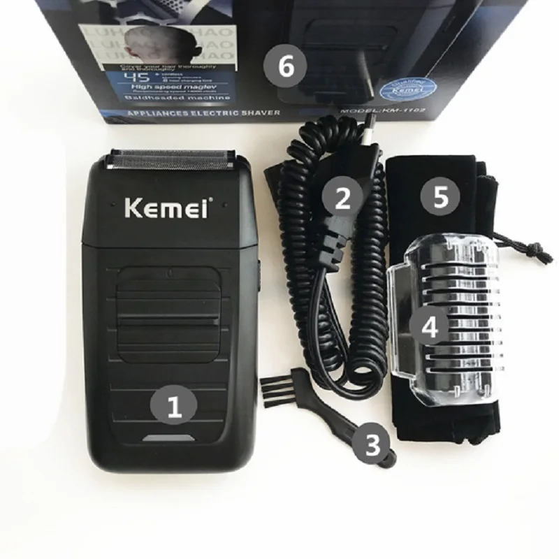 Kemei KM-1102 перезаряжаемая Бритва для бороды электрическая Беспроводная Бритва для мужчин многофункциональное лезвие возвратно-поступательный триммер для волос