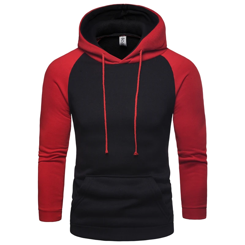 

Spring New Men's Hoodies Loose Casual Sports Color Matching Raglan Sleeve Hooded Pullover Sweatshirt Man S-2XL
