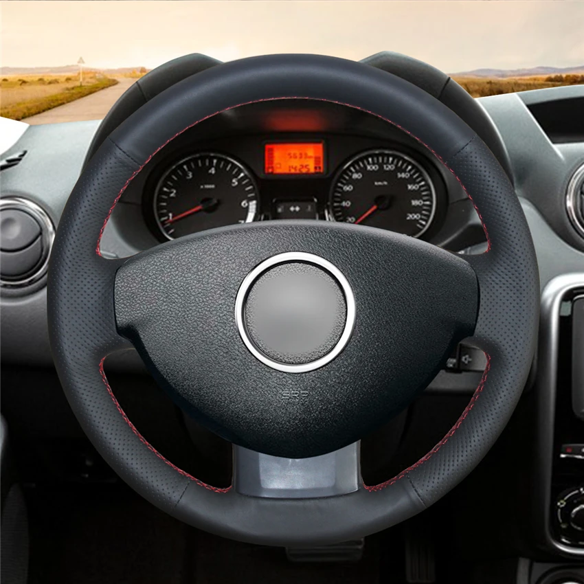 MEWANT черный искусственный кожаный чехол рулевого колеса автомобиля для Dacia(Renault) Duster 2010- Sandero 2013-2017Dokker