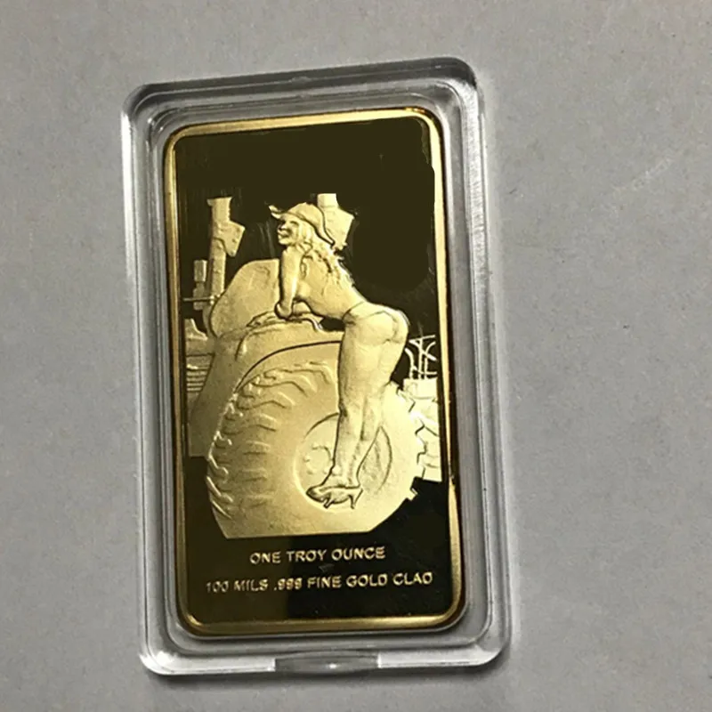 Заказ образца 1 шт. красивый значок для девушки 1 OZ 24k настоящий позолоченный красивый сексуальный значок 50x28mm Сувенир Монета бар