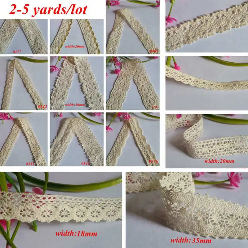 2-5 Yards/pack Cotton Lace Ribbon DIY Trim Fabric Handmade Accessories for Craft | Дом и сад