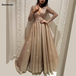 2021 New Arrival Muslim Arabic Scoop A-line Prom Dresses Custom Made With Sequined Sashes Robe De Soiree Long Bridesmaid Dresses