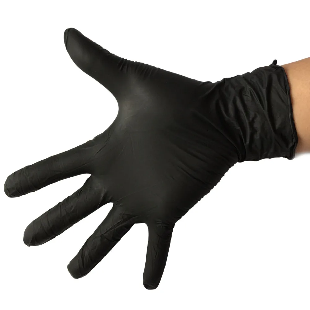 

10pcs Disposable Black Gloves Extra Strong Waterproof Nitrile rubber Gloves Medical Tattoo Cleaning Supplies Accessories