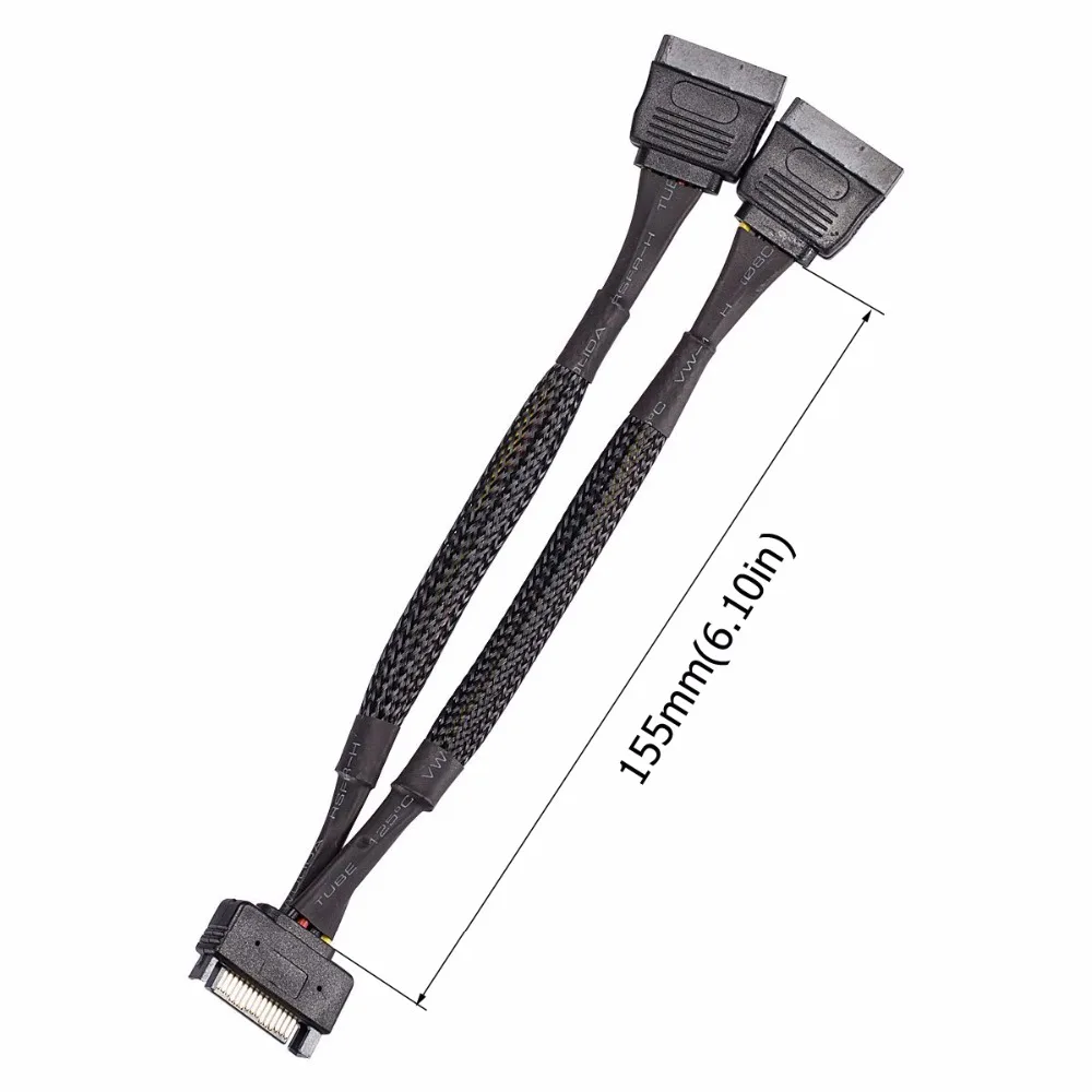 Meilleur Zheino Série SATA câble D alimentation 15 Broches à 2 15 Pin SATA Distribution Câble d alimentation 15 cm Pour Bureau