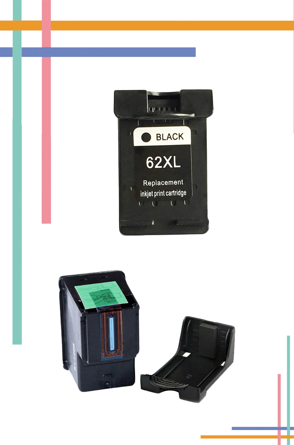 for HP62 Black compatible cartridge