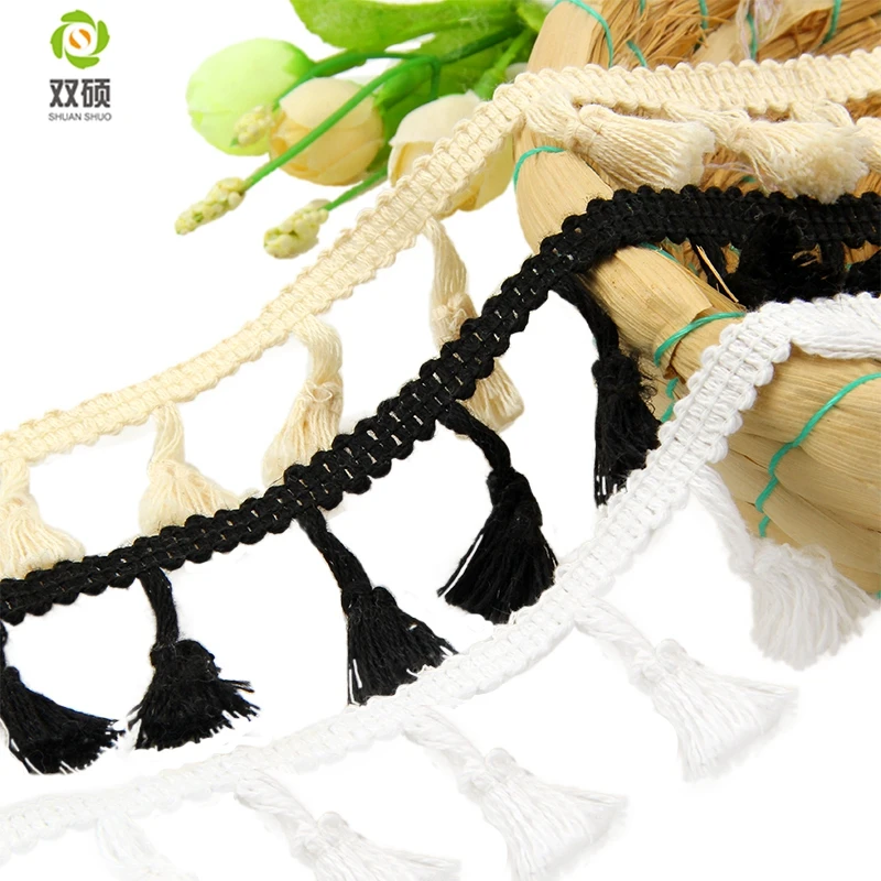

Shuan Shuo Knitted 100% Cotton Tassel lace DIY Handmade Exclusive For Clothing Decoration A ccessories 1yard/Pack