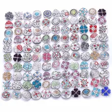 Atacado 10 pçs/lote 18mm snap jóias mix muitos estilos 18mm botões de metal snap strass snaps jóias 0728