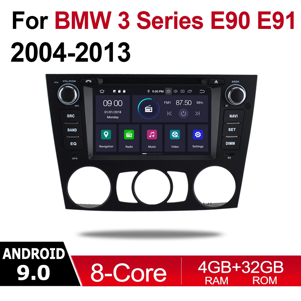 

4GB android 9.0 car dvd player for BMW 3 Series E90 E91 E92 E93 2004~2013 Multimedia GPS Navigation Map Autoradio WiFI Bluetooth
