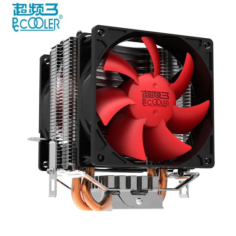 PcCooler مروحة مزدوجة مروحة تبريد لوحدة المعالجة الرئيسية النقي كوبر 2 heatpipe الصامتة التبريد مروحة مشعاع ل LGA775 1151 1155 1556 FM2 + FM2 FM1 AM3
