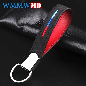 

Leather Belt Chrome Keyring Keychain Key Chain For BMW M Sport E46 E39 E60 F30 E90 F10 F30 E36 X5 E53 E30 E34 X1 X3 Car styling
