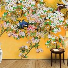 Красивые обои из Китая с ручной росписью цветы и птицы мандаринские утки фон стены papel де parede tapety