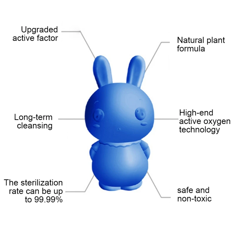 Форма кролика, очиститель для унитаза, формула для растений, волшебный автоматический промывочный очиститель для унитаза, помощник для очистки синего пузыря, дезодорирует ванную комнату