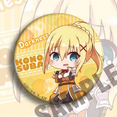 Anime Konosuba Aqua & Darkness & Megumin Large limited Metal Badge pin Rare