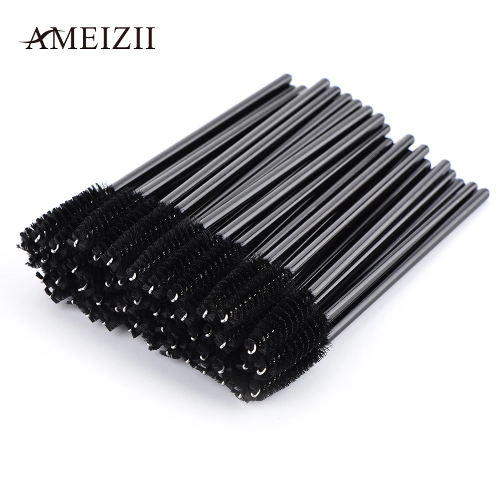 AMEIZII 50Pcs Pack font b Makeup b font Brush Black Rose Red Eyelash Extension Disposable Micro