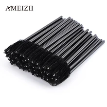 AMEIZII 50Pcs/Pack Makeup Brush Black Rose Red Eyelash Extension Disposable Micro Eyelash Mascara Wand Cosmetic Tool For Women
