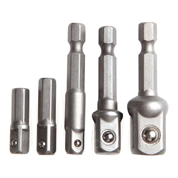 

5Pcs/Set Socket Adapter Hex Power Drill Bit Driver Bar Wrench 1/4'' 3/8'' 1/2''