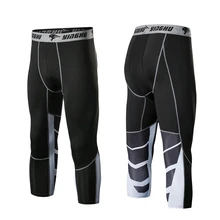 Мужские штаны для бега, для спортзала, фитнеса, компрессионные колготки, 3/4, спортивные штаны, для футбола, баскетбола, футбола, шорты для бега, короткие леггинсы