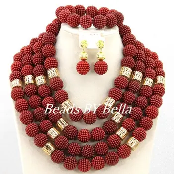 

Hot Balls Necklace Bridal Jewelry Fashion Jewelry Set Wine Color African Beads Lady New Jewelry Set Gift Free Shipping ABY110