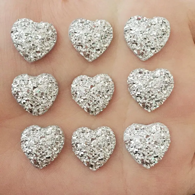 60 шт. резиновые пуговицы 14 мм AB в форме сердца|heart flatback|heart scrapbookingbuttons scrapbooking |