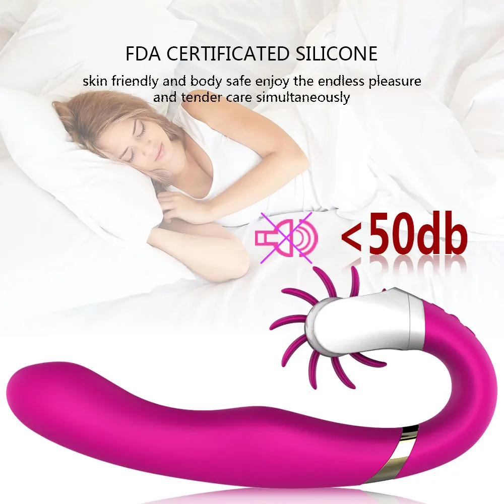 Dildo Vibrator Fast rotating tongue for stimulates clitoris Sex Toys for Women Powerful Dual Motors Vibrators