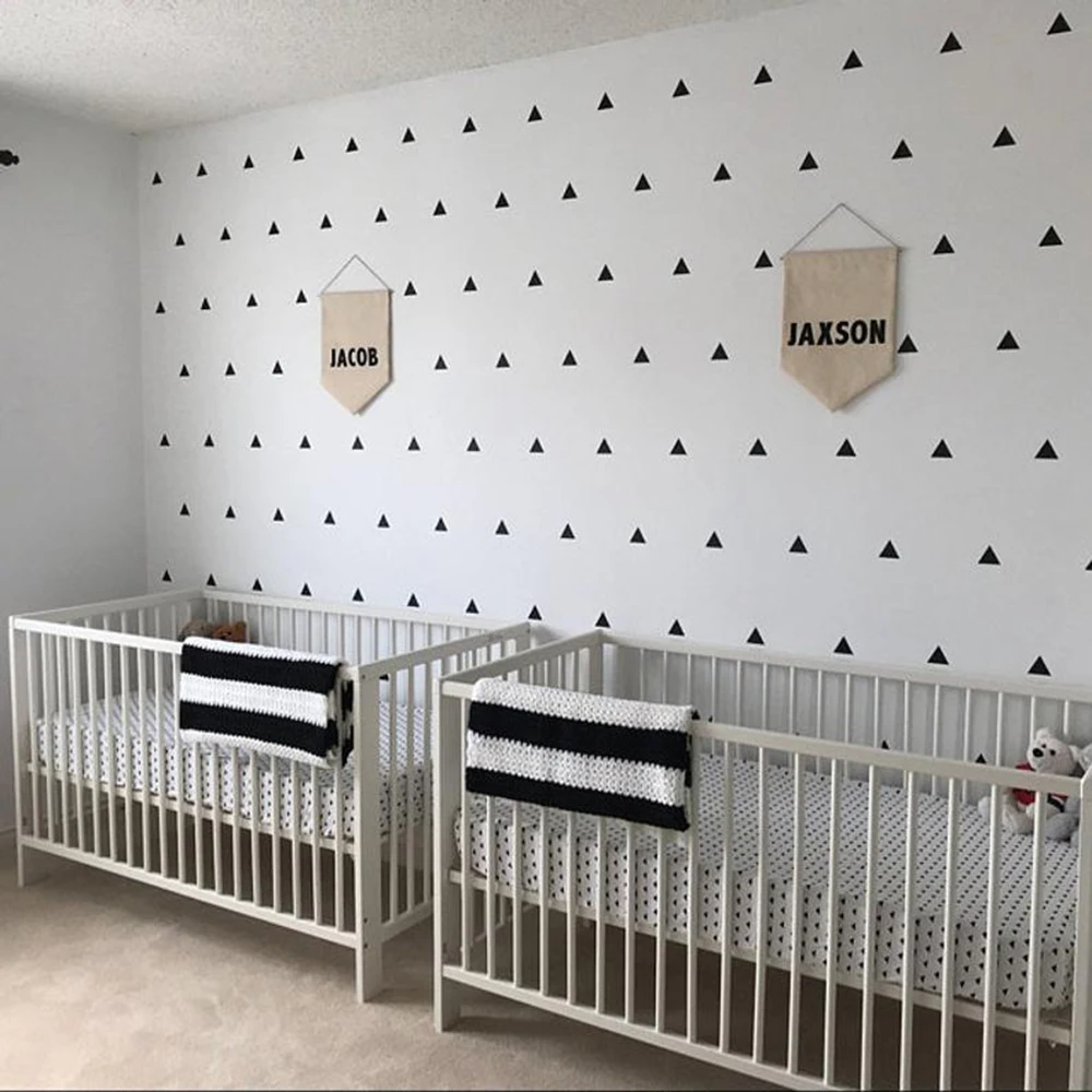 Cartoon Triangles Wall Sticker Kids Room Nursery Nordic Triangles Pattern Wall Decal Bedroom Playroom Classroom Vinyl Decor (1)