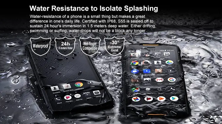 DOOGEE S55 6GB RAM 64GB ROM MTK6750T 1.5GHz Octa Core 5.5 Inch IPS Corning Gorilla Glass 3 Screen IP68 Waterproof Dual Camera Android 8.0 4G LTE Smartphone