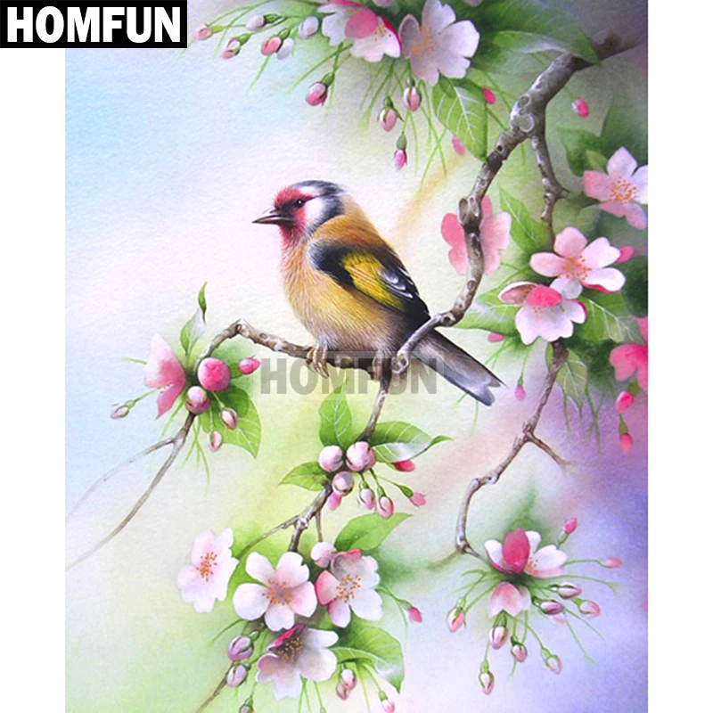 

HOMFUN Diy 5d Diamond Painting "Bird & Flower" Cross Stitch Square Round Diamond Embroidery Handwork Rhinestone Art A01863