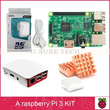 Raspberry Pi 3 Model B Board + Raspberry Pi 3 Original case + American Standard Power Supply + Heat Sink for Raspberry Pi 3 kit