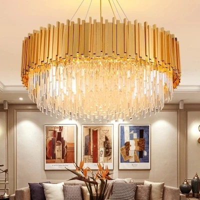 

American Modern Crystal Chandelier LED Gold Chandeliers Lighting Fixture Shining Luxury Lamps Hotel Lobby Home Indoor Lighting