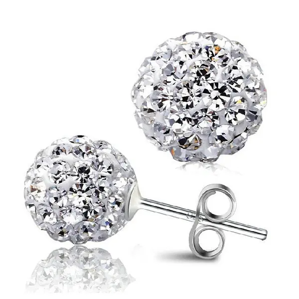 

Free Shipping High Quality DIY Jewelry Earrings Cheap Silver color Zircon Disco Ball Stud Earring Gift