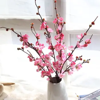

2018 Artificial Silk Fake Flowers Plum Blossom Floral Wedding Bouquet Party Decor Ornament Wholesale Free Shipping 10 pcs