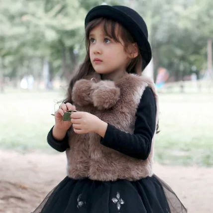 Детская одежда на осень и зиму, имитация норки, заколка из меха, хлопковый жилет, детская верхняя одежда, модная семейная одежда для больших девочек