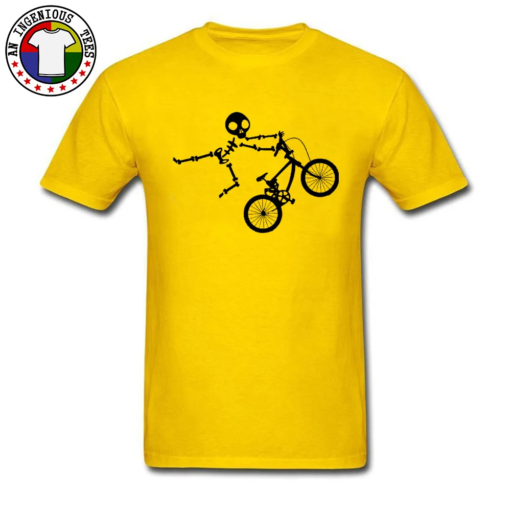 Latest Skeleton-BMX-Cycle Custom Short Sleeve T-Shirt Fall O Neck Pure Cotton T Shirt for Men T-shirts Leisure Skeleton-BMX-Cycle yellow