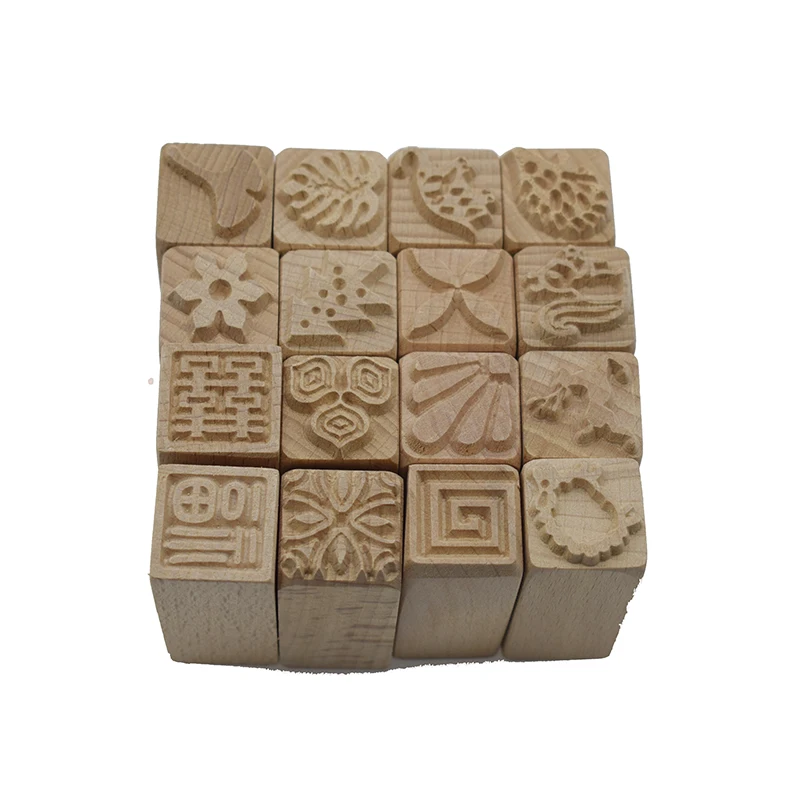 Fish Pattern Hand Carved Wood Printing Blocks Textile Stamp Wooden Brown Block