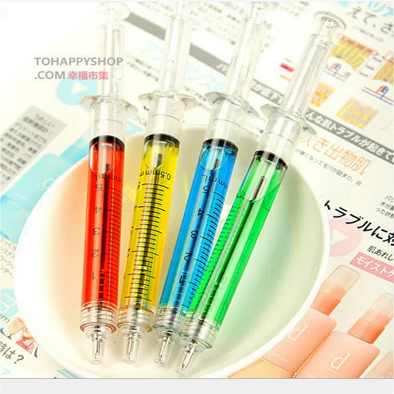 

1pcs kawaii Marker Pens cute cartoon Syringe pattern Permanent Graffiti Art Marker office signature pen