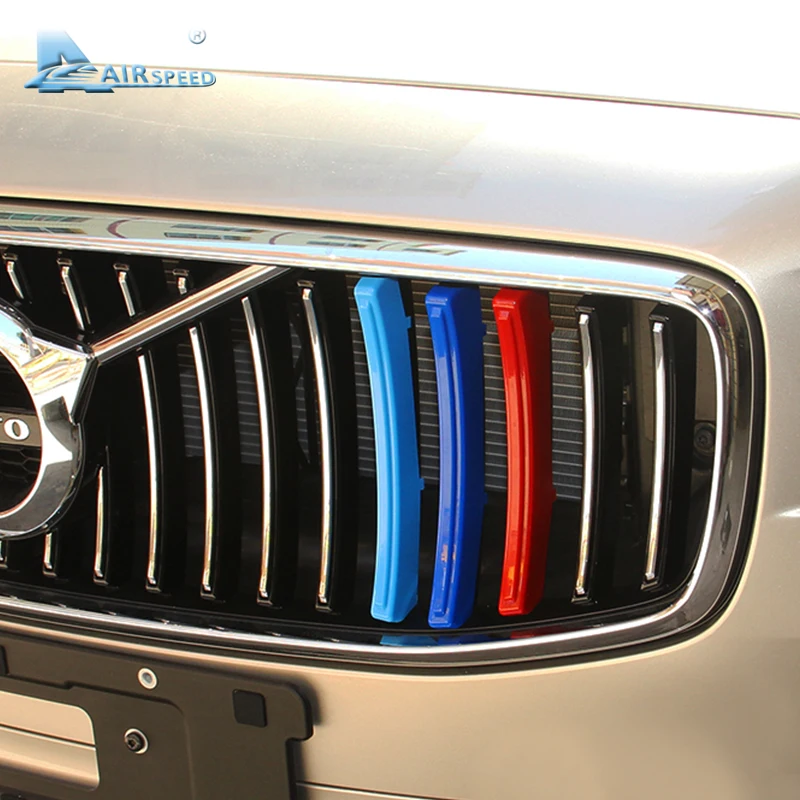 Airspeed для Volvo XC60 S90 аксессуары для автомобиля Передняя решетка полосатые Чехлы зажим решетки радиатора украшения отделка наклейки автомобиль-Стайлинг